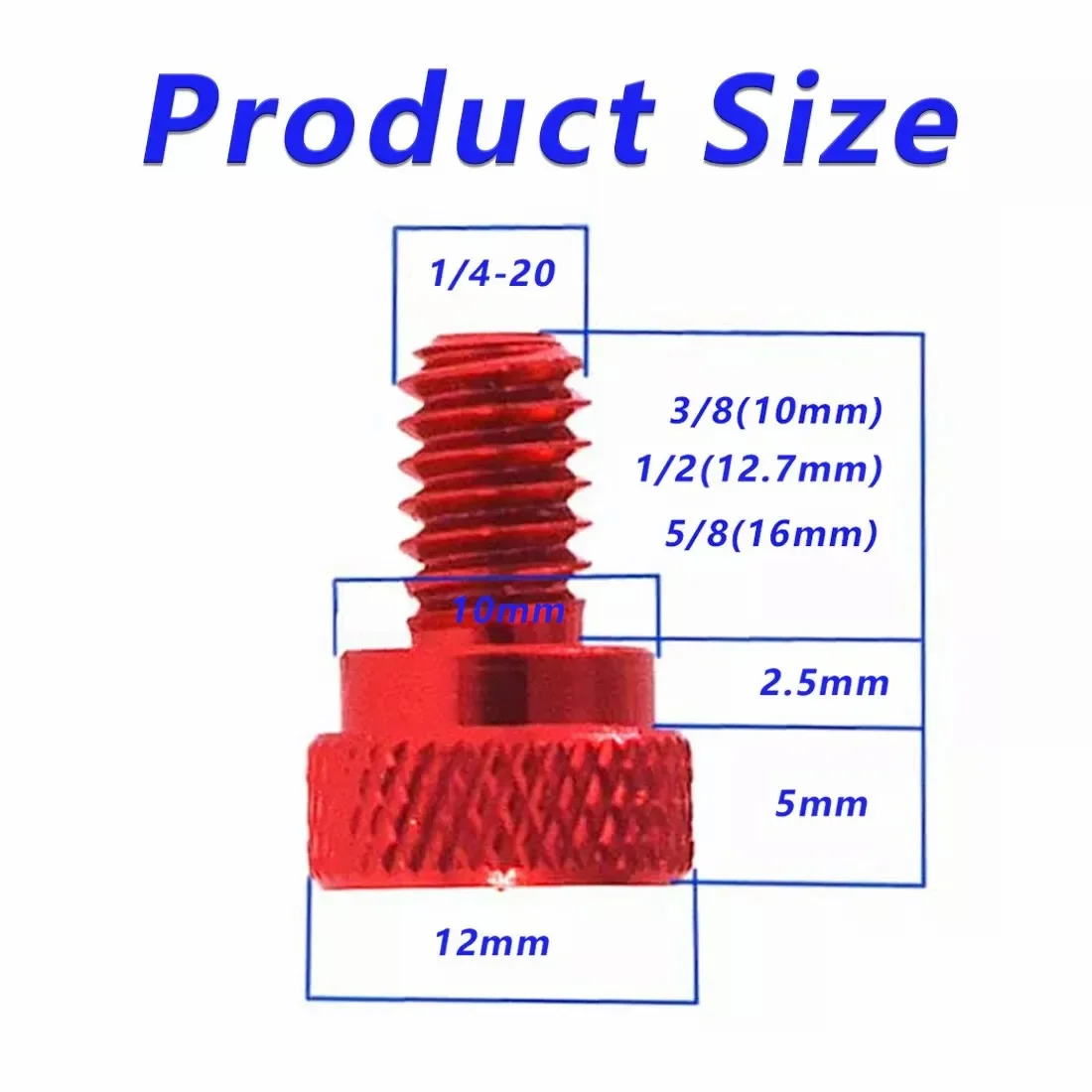 1~10pcs UNC 1/4-20 양극 처리된 색상 알루미늄 합금 널링 엄지 나사 손잡이 손잡이 볼트 PC 케이스 카메라용