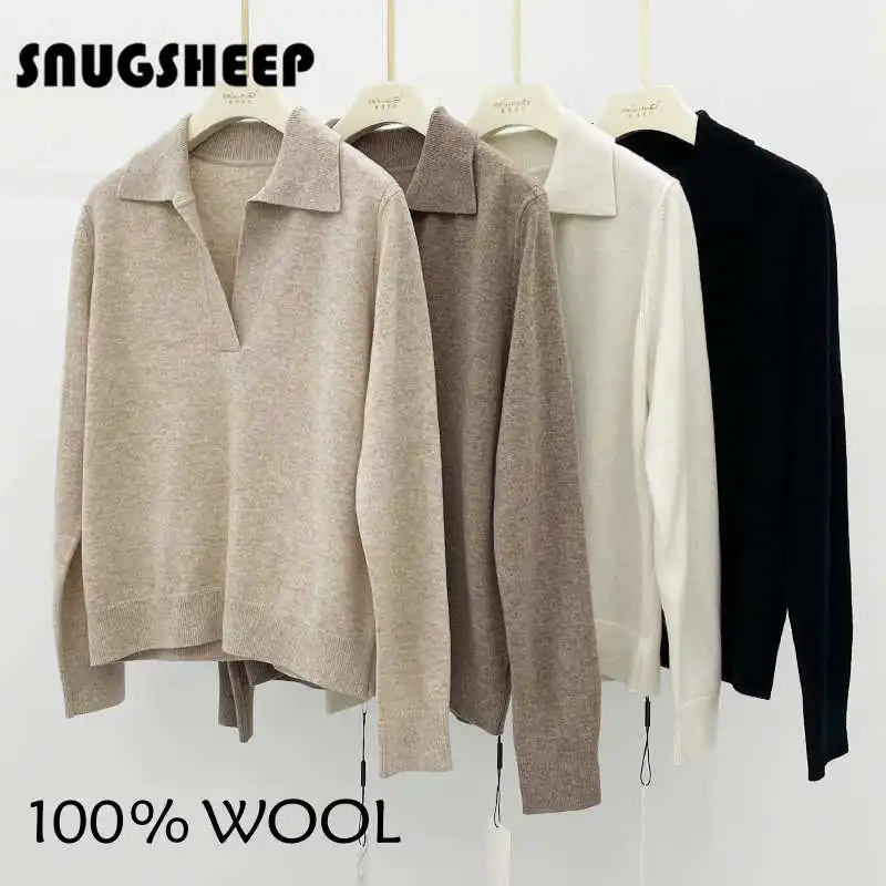 polo sweater women luxury shirt brown top fall style sweaters knit t shirts long sleeve womens clothes 100 wool pullover apparel