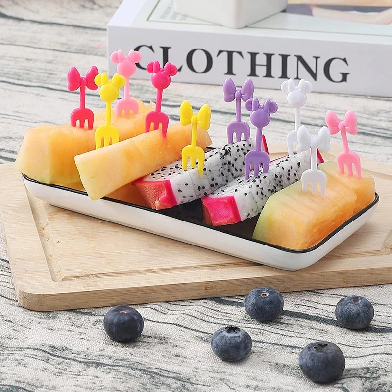 32 Stück Lebensmittel Picks für Kinder Kinder niedlichen Cartoon Snack Obst Gabeln wieder verwendbare Mini Kuchen Dessert Zahnstocher Lunchbox Zubehör – Detail 3
