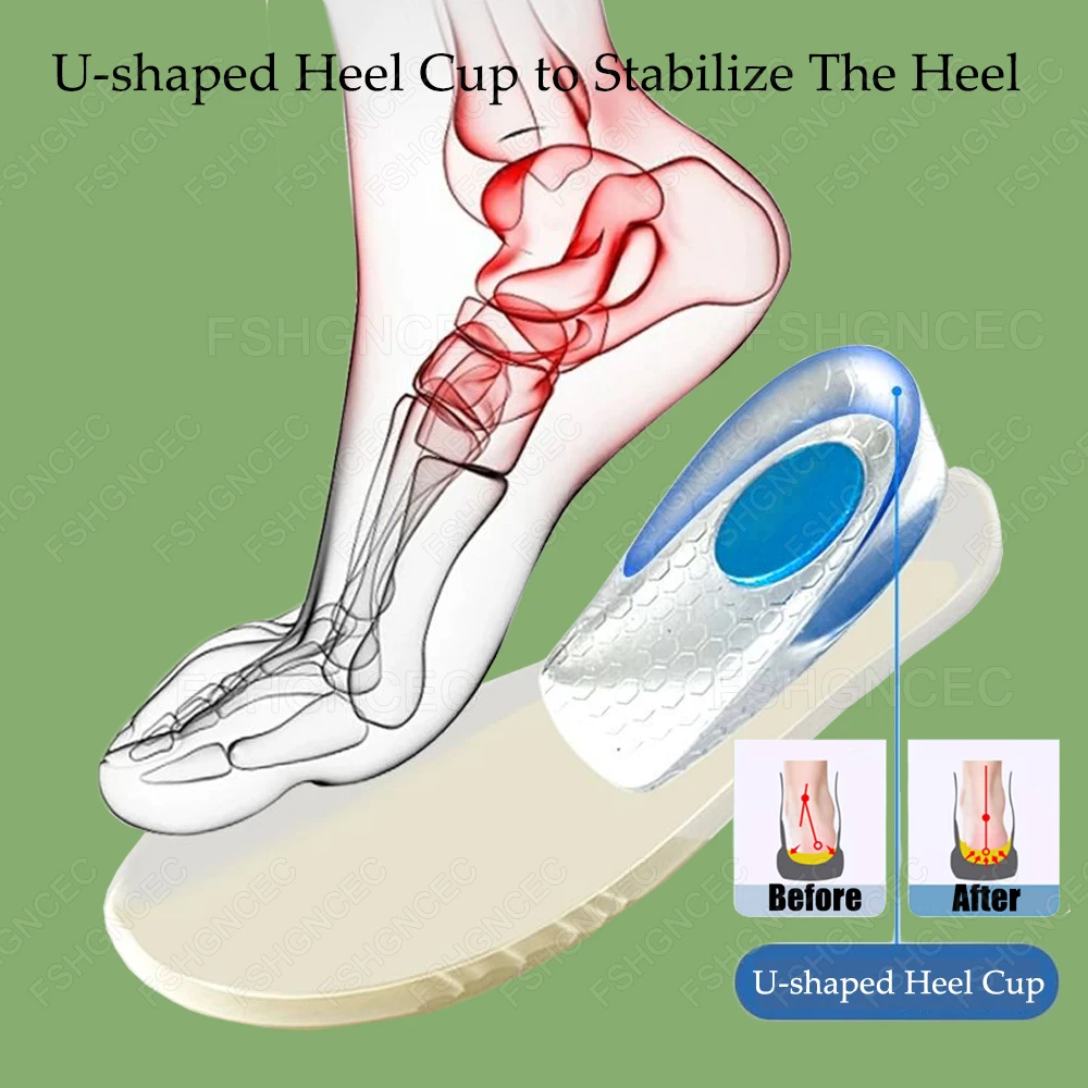 Silicone Height Increase Insole Man Woman Heel Lift Insert Soft Gel Shoes Pads Invisible Heightening Template Unisex Foot Pads
