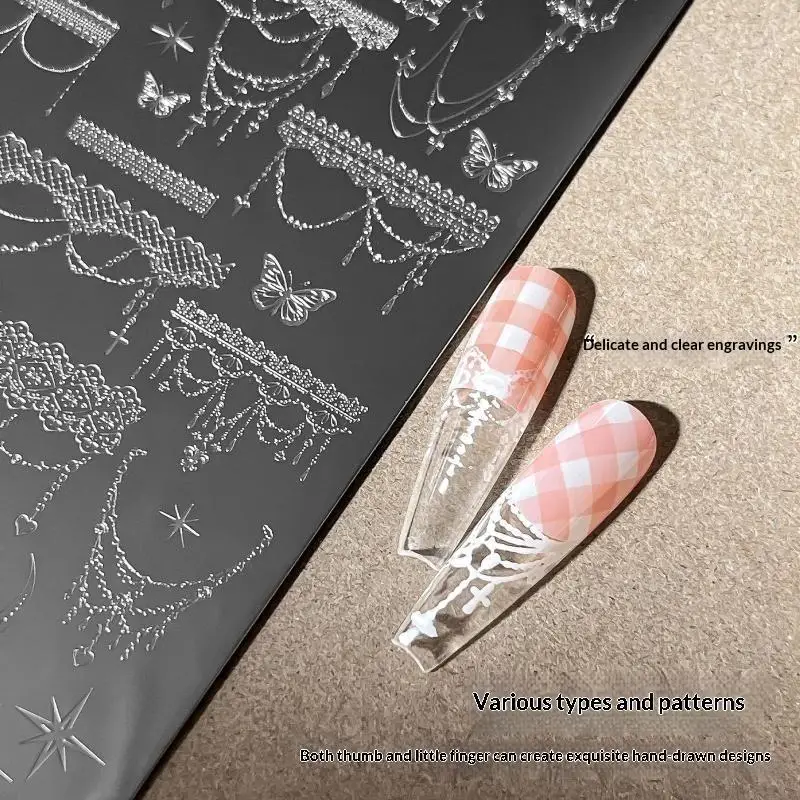 1 Sheet Special Tassel Chain Element Stamping Plates 14.5x9.5cm Stainless Steel Nail Art Template Stencil Stamper