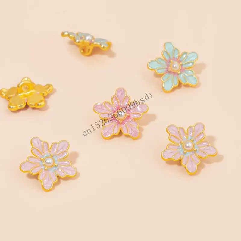 11UA 10 قطعة أزرار أكمام مصنوعة من سبيكة الزهرة أزرار معدنية للملابس مشابك للزي والسترات معطف على شكل ثوب بليزرات الخياطة #3