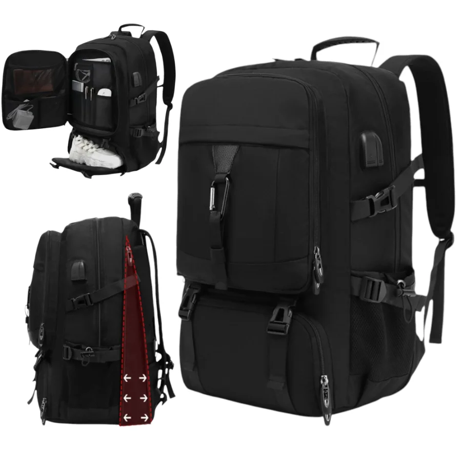 

Aircraft cabin travel backpack, waterproof and spacious carry-on bag, with a multifunctional anti-theft shoe compartment