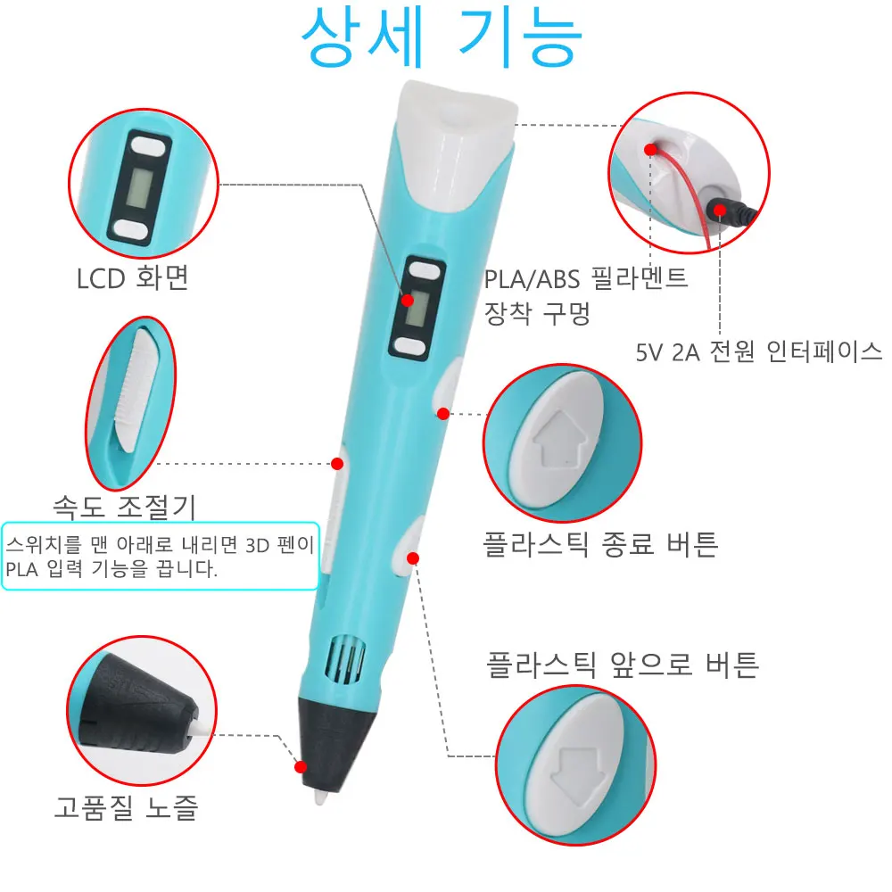 Caneta 3D, caneta de impressão 3D com visor LCD, caneta de pintura DIY com filamento PLA de 36 metros e 12 cores, caixa de viagem e adaptador de