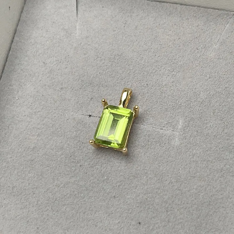Sterling Silver Pendant Natural 6mm*8mm Peridot Pendant 1ct Genuine Stone 925 Silver Necklace for Party - Image 4