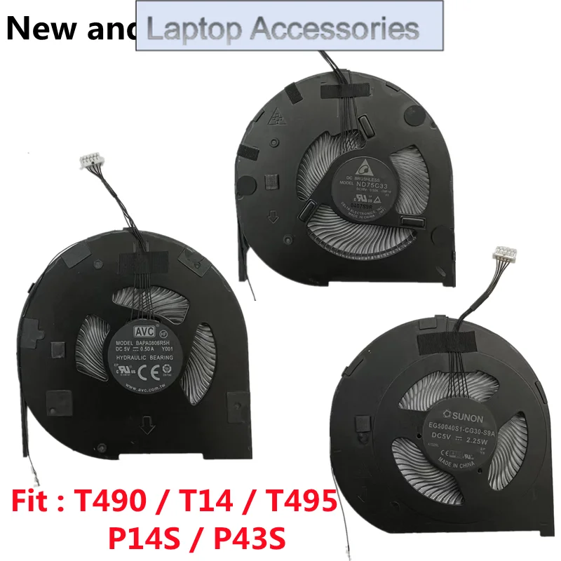 Новый оригинальный вентилятор охлаждения процессора для ноутбука Lenovo Thinkpad T490 T14 T495 P14S P43S ND75C33-18F16 BATA0806R5HY001