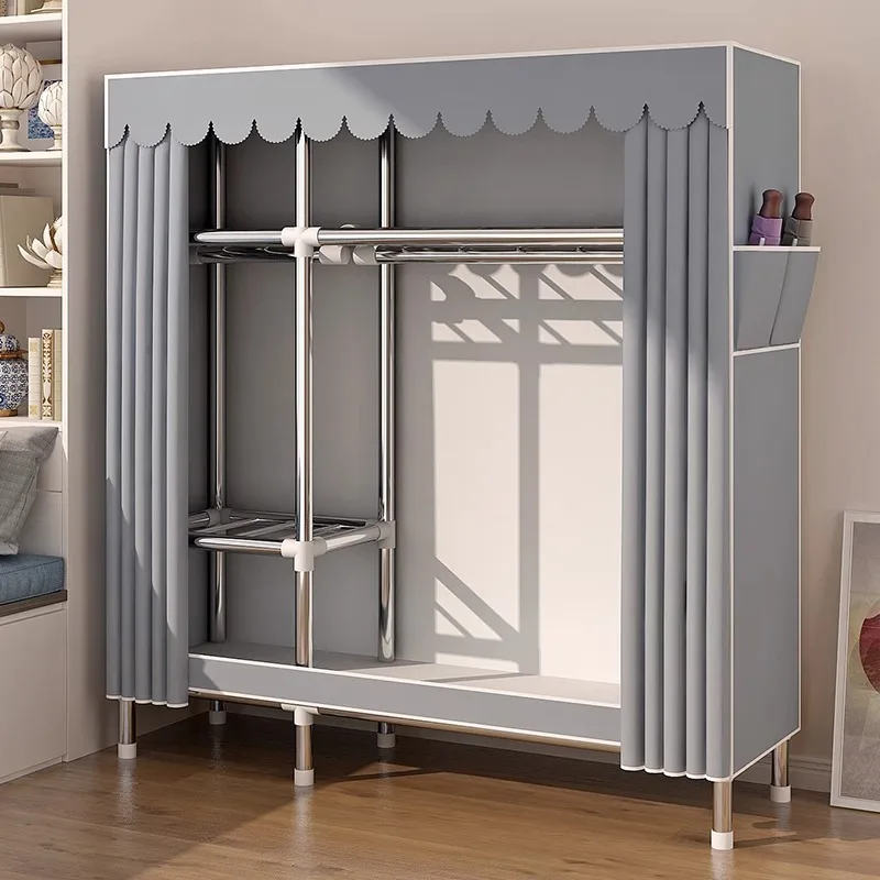 Easy Wardrobe Closet Durable Assembly Portable Clothes Closet for Home Bedroom Rental Storage Organizer Unit Simple Wardrobe