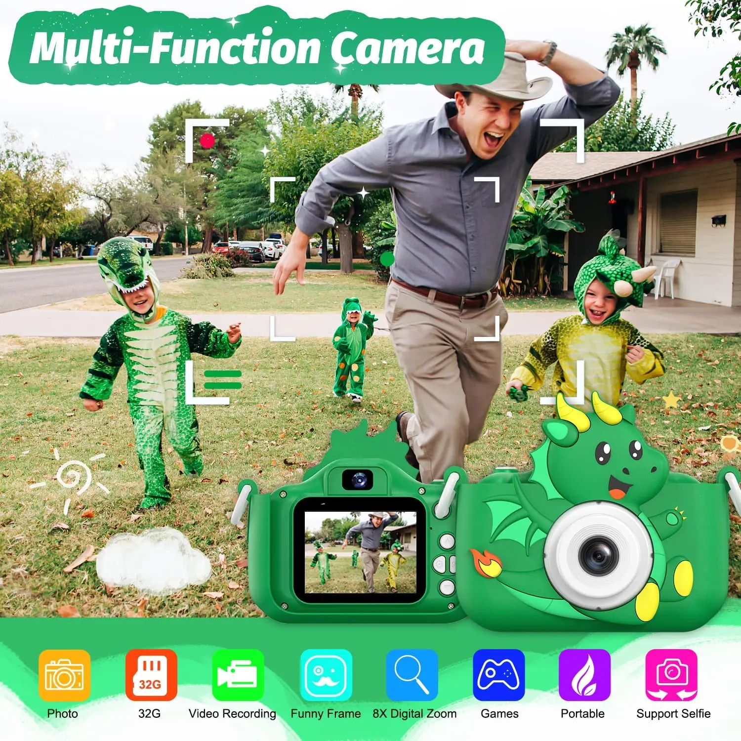 Kamera Digital Anak-anak Kamera Ganda HD 1080P Mainan Kamera Video Tampilan Kamera Mini Mainan Anak-anak untuk Hadiah Ulang Tahun/Natal