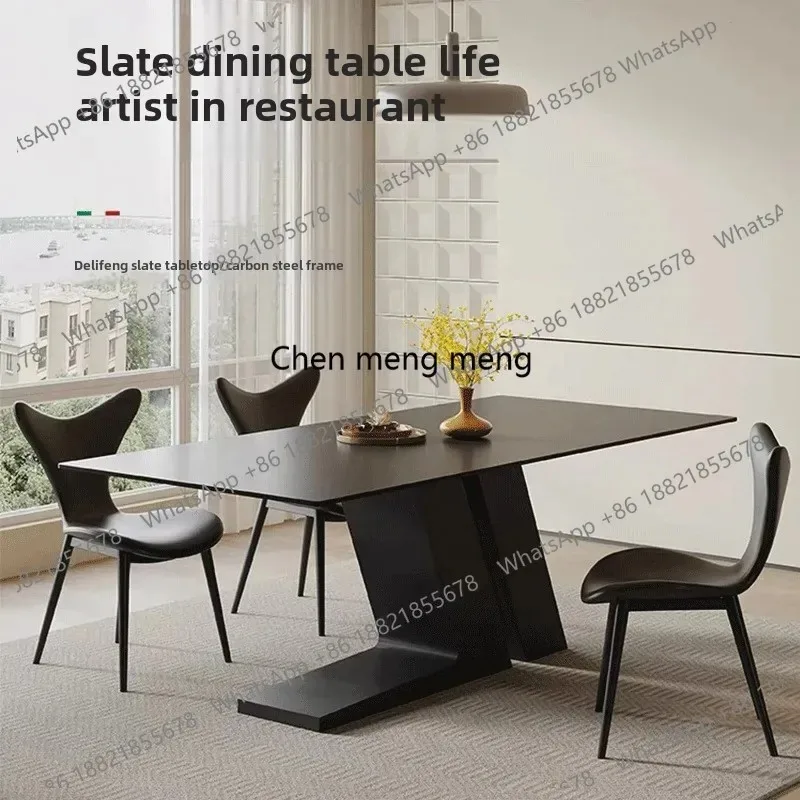 

E136 Dining table, chairs, table, dining table, rock slab minimalist combination, modern simple household rectangular restauran