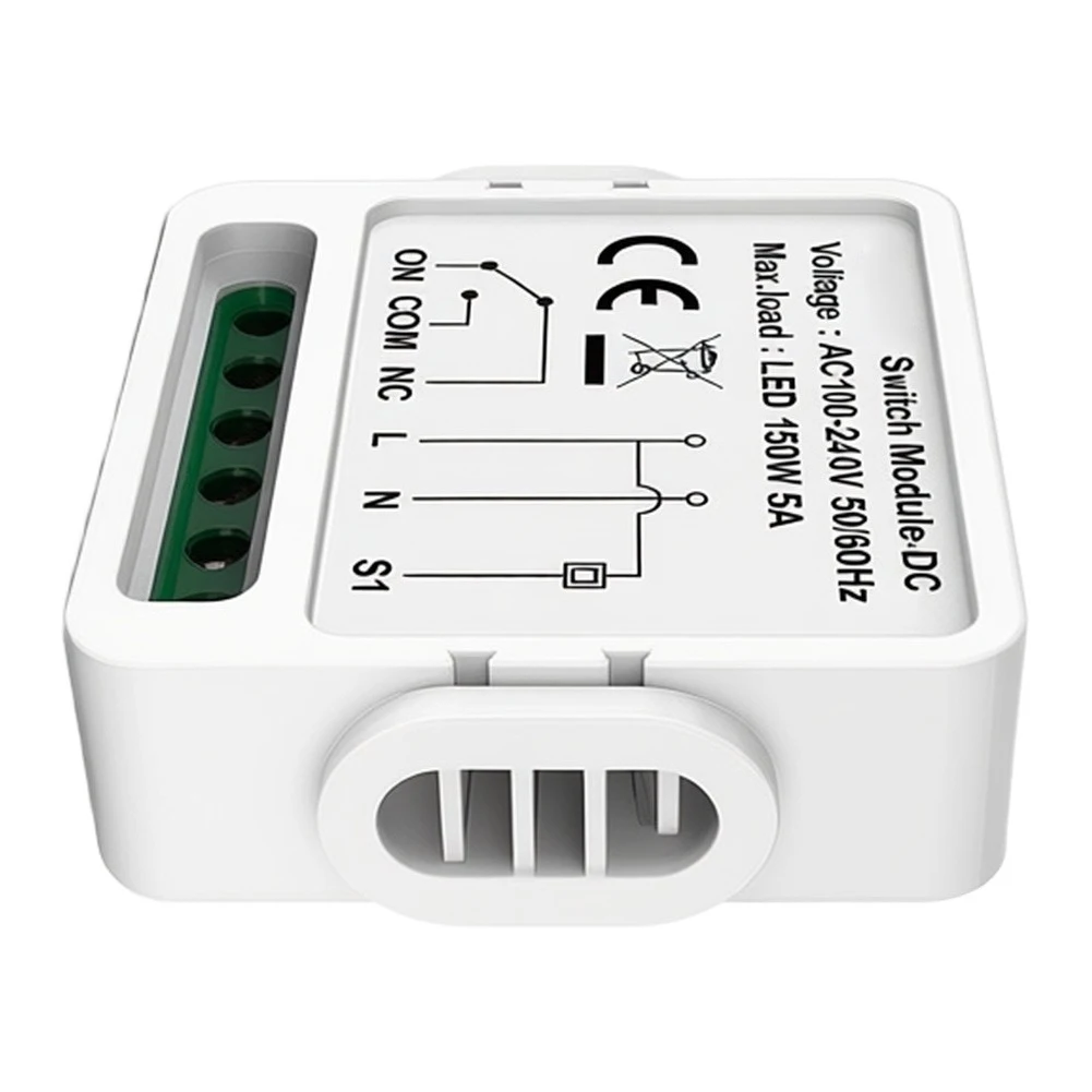Switch Dry Contact Module for Dual Voltage Operation DC 12V 24V AC 100V 240V with Voice Control Support and Easy Wiring