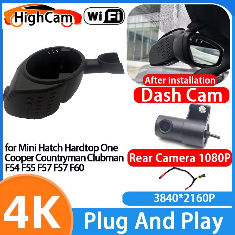for Mini Hatch Hardtop One Cooper Countryman Clubman F54 F55 F57 F60 4K Wifi Car DVR Video Recorder Dash Cam Front Rear Camera