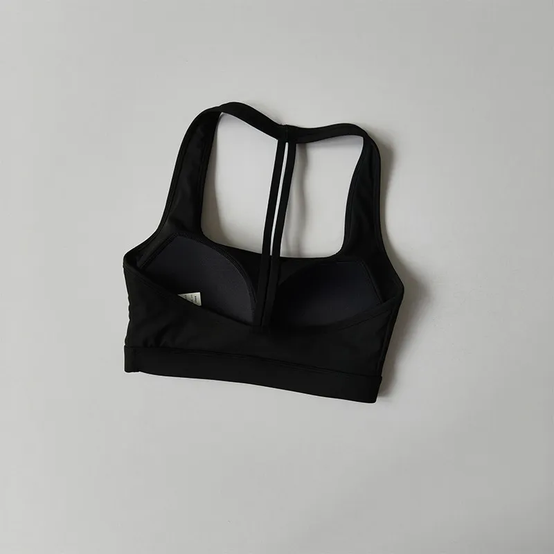 Schöner Rücken, T-förmiger Neckholder, stoßfester Push-up-Sport-BH, Damen-Trainings-Yoga-Bekleidung, Ein-Cup-Weste für hochintensives Laufen – Detail 7