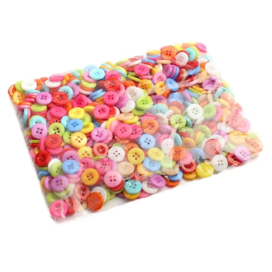 

500 Pcs Multicolor Sewing Plastic Buttons DIY Art Craft 4 Holes Round Buttons