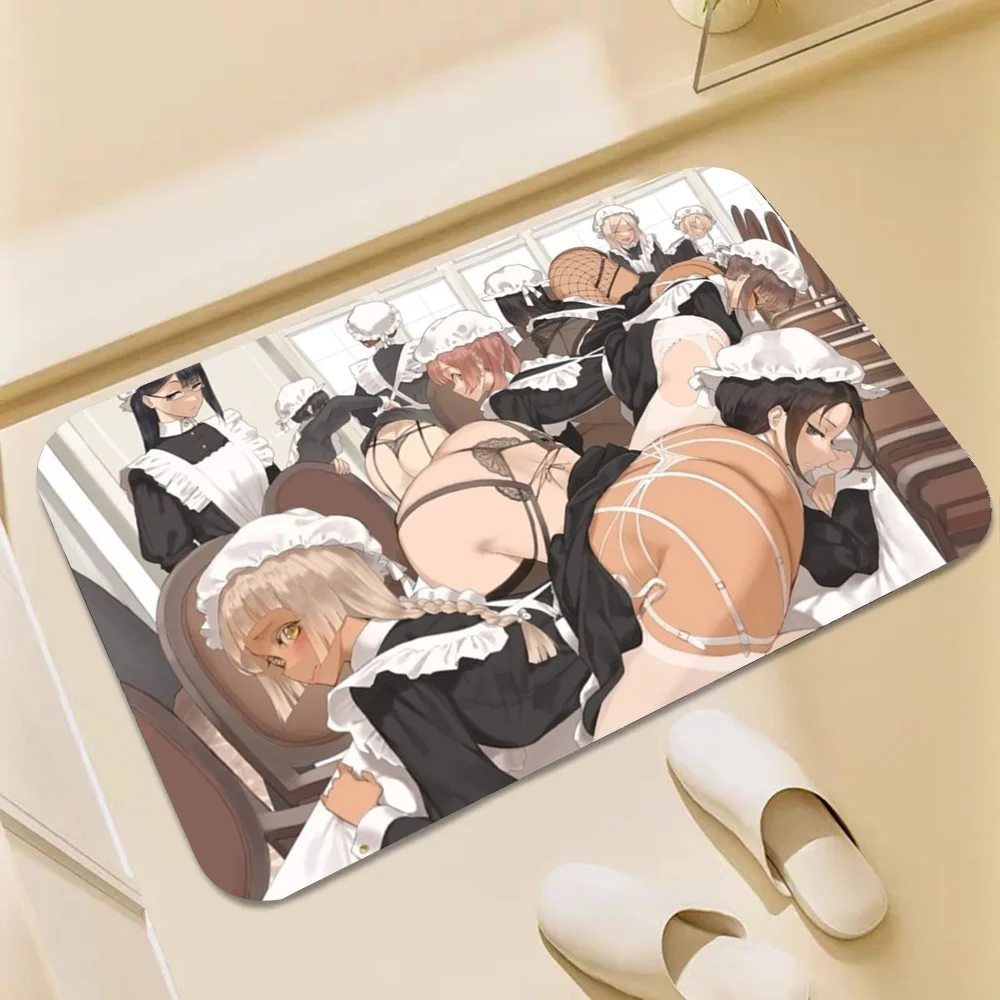 1PC Sexy Maid Floor Mat Door Mat For Bathroom Kitchen Long Corridor Carpet Non-Slip Living Room Rug Home Decor