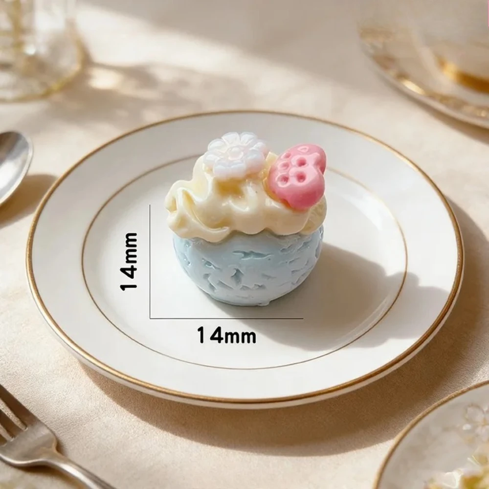 6/12/24PCS Cream Puff Resin Charms Mini Play Food Dollhouse Decor Pendant Keychain DIY Craft Accessories Set