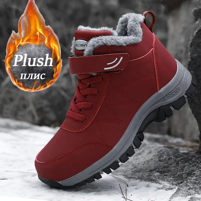 Winter Men Boots For Women Pu Leather Waterproof Sneakers Man Climbing Casual Shoes Unisex Outdoor Hiking Boots Fast Shipping