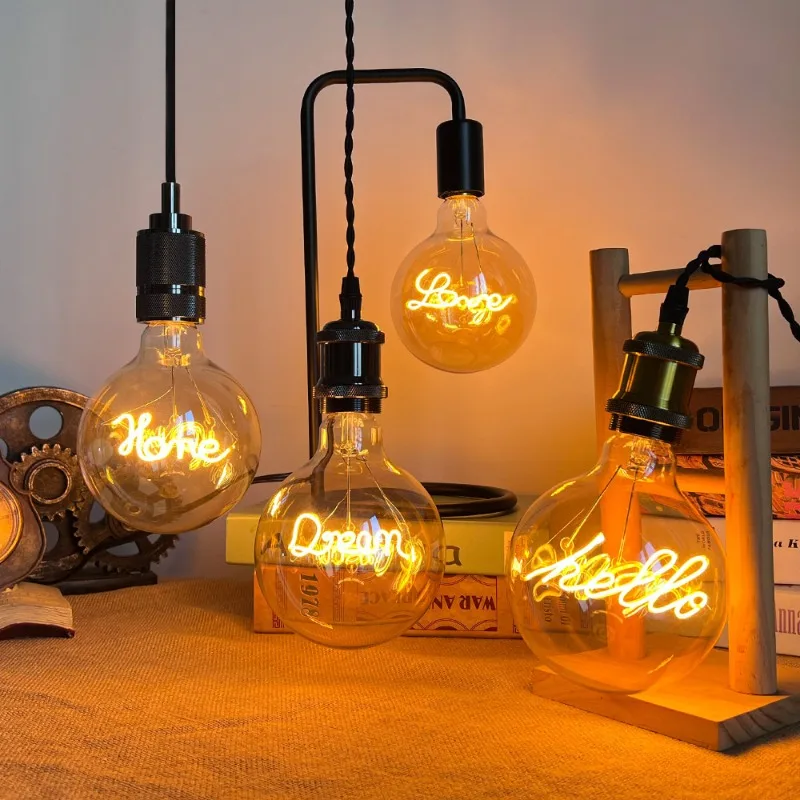 Antique lamp G125 retro styling lamp, socket powered letter lamp