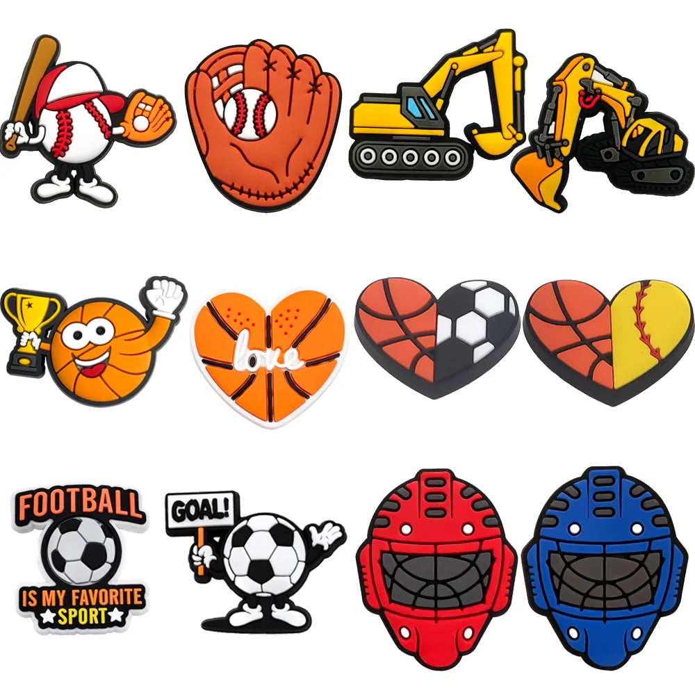 2Pcs/Set Sports Football Basketball vehicle Shoe Charms PVC For Sandals Buckle Decoration Shoe Accessories gifts