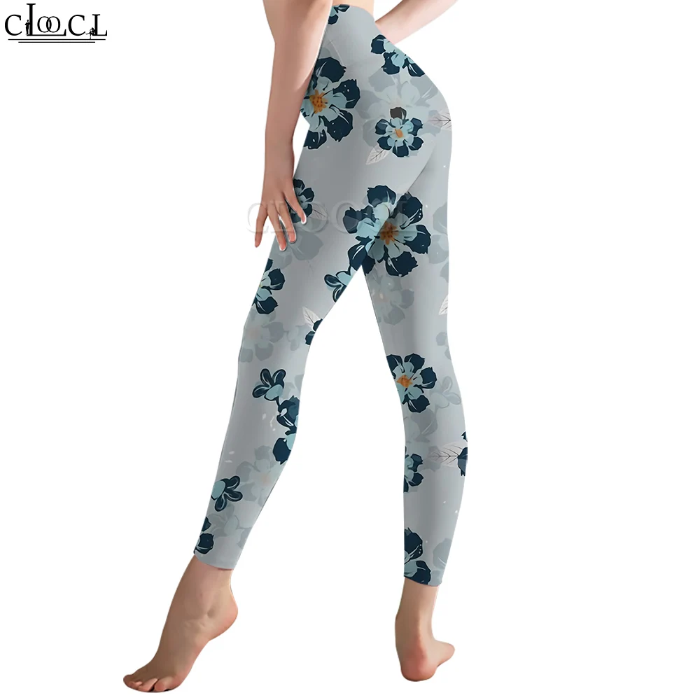 CLOOCL Moda Donna Legging Modello di fiore semplice Pantaloni stampati in 3D Leggings elasticizzati a vita alta Pantaloni da yoga fitness da jogging