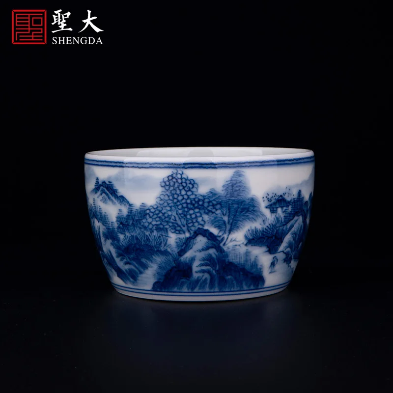 

|big blue and white "castle peak MuYuan masters cup of jingdezhen ceramic handmade tea sample tea cup kung fu tea cups