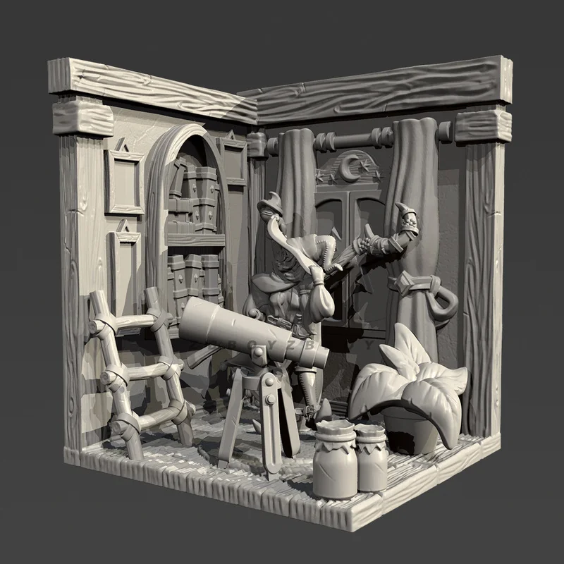 Maison magique mystérieuse en résine, 60mm 80mm, figurine Gk, Micro Miniature, modèle blanc imprimé en 3d, jouet, Kit non assemblé et non peint