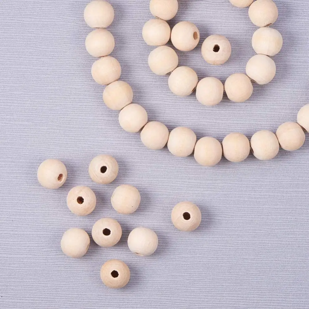 1 Box 50 Pcs 12mm (1/2 Inch) Natural Unfinished Wood Spacer Beads Round Ball Wooden Loose Beads Crafts DIY Jewelry Making