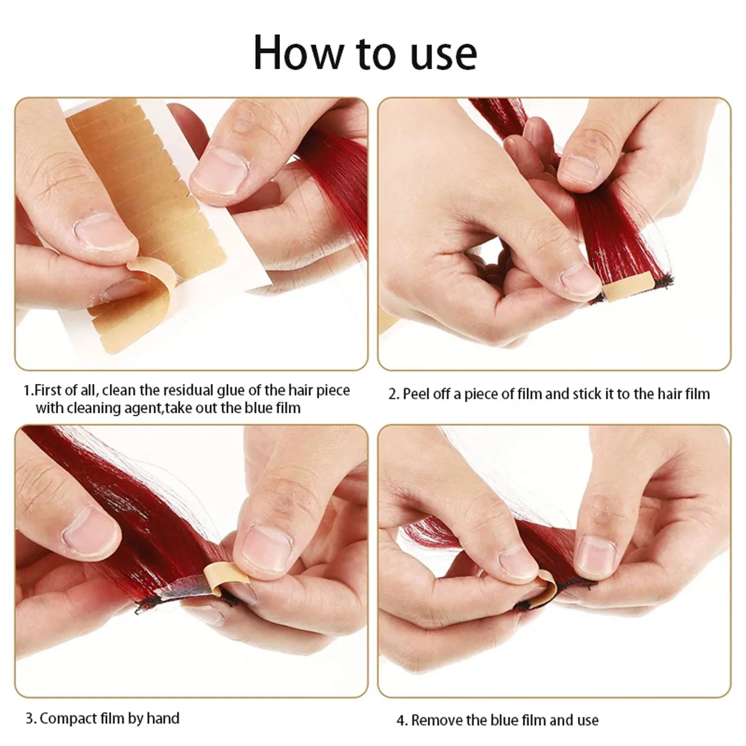 10 pçs fita adesiva de cabelo 4cm * 0.8cm substituição de cabelo fita dupla face para peruca de renda extensão de cabelo