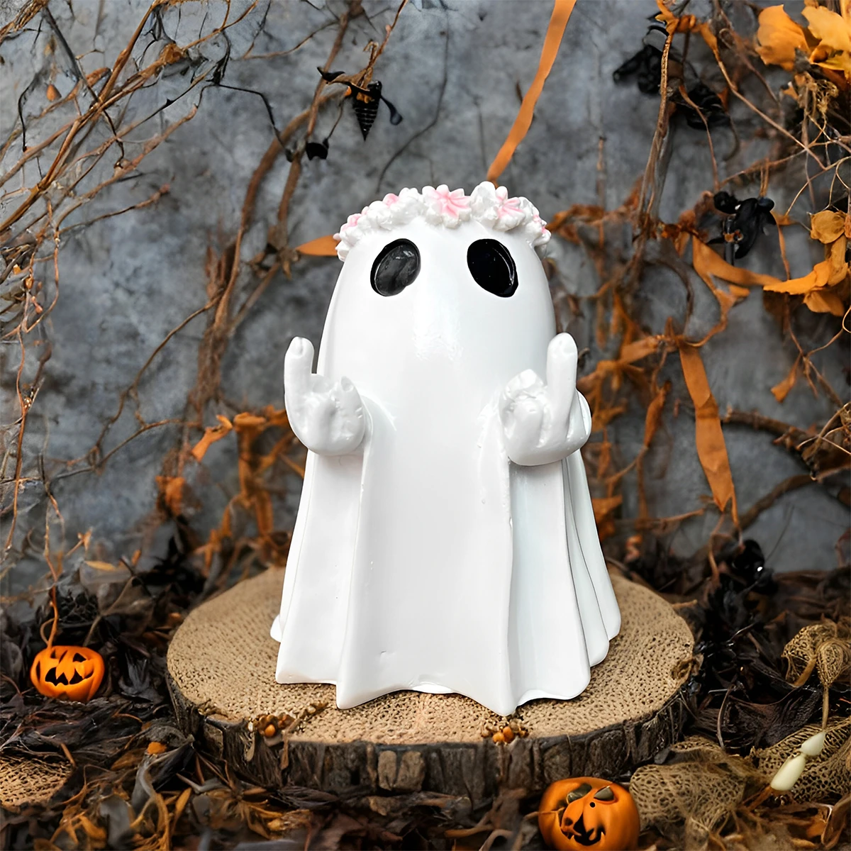 1Pc Resin Finger Ghost Statue Ornament, Halloween Finger Ghost Decorative Figurine, Horror Small Statue Ornament Suitable for Home Desktop Decoration.