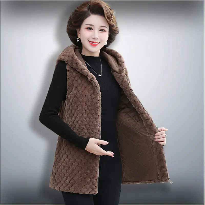 

Fashionable Jacket Cotton Padded Vest Waistcoat Women's Loose Hooded Sleeveless Thickened Warm Coat Mujer Chaqueta Tops T1722