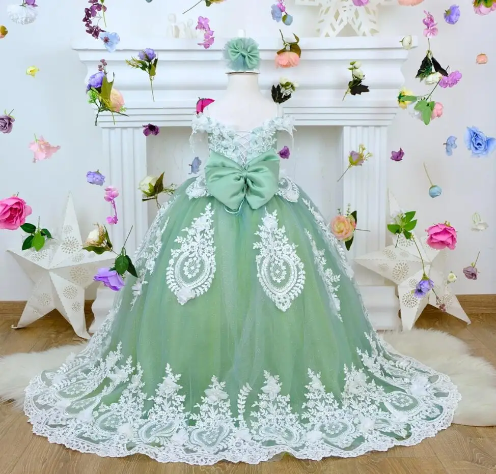 Ball Gown Customized Birthday Party Dress for Girls Child First Communion Gown New Year Christmas Party Dress