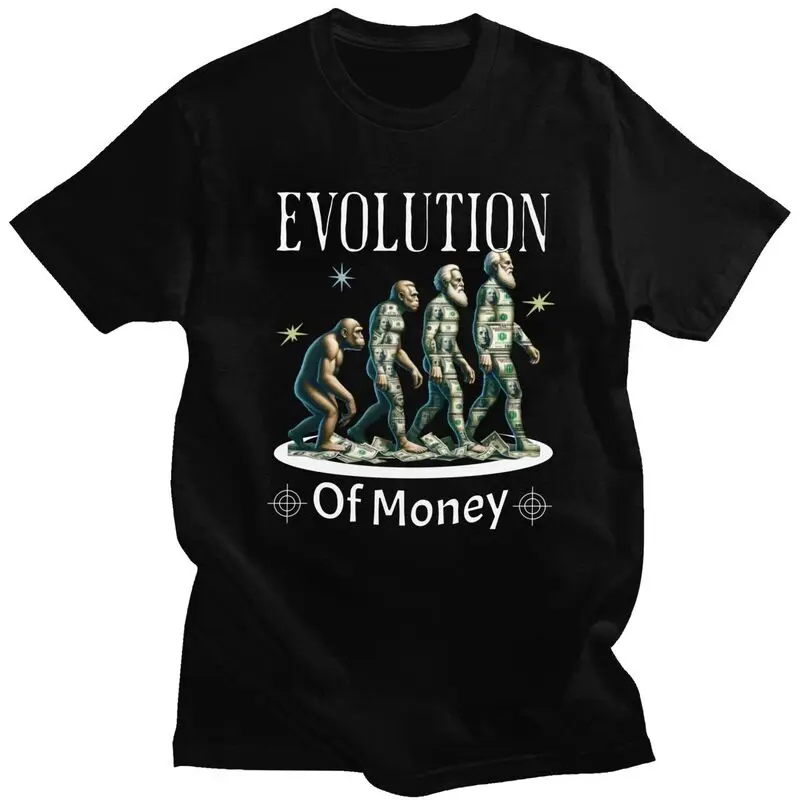 Bitcoin Evolution Of Money T Shirt Men Short Sleeve 100% Cotton T-shirt Leisure Tees Fashion Tshirts For Husband Boyfriend