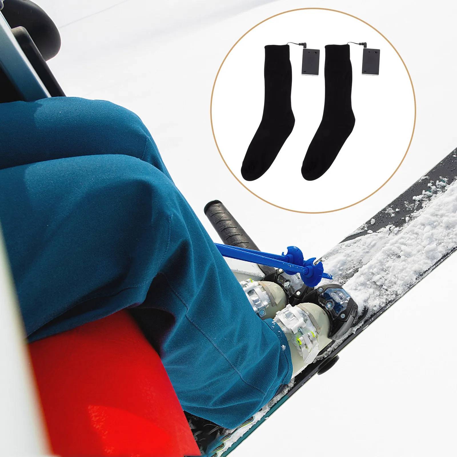 

Носки с подогревом на батарейках, зимние термоноски, двойной слой, теплые хлопковые носки, универсальный размер, эластичные, до -50°C, нагрев 4.5В.