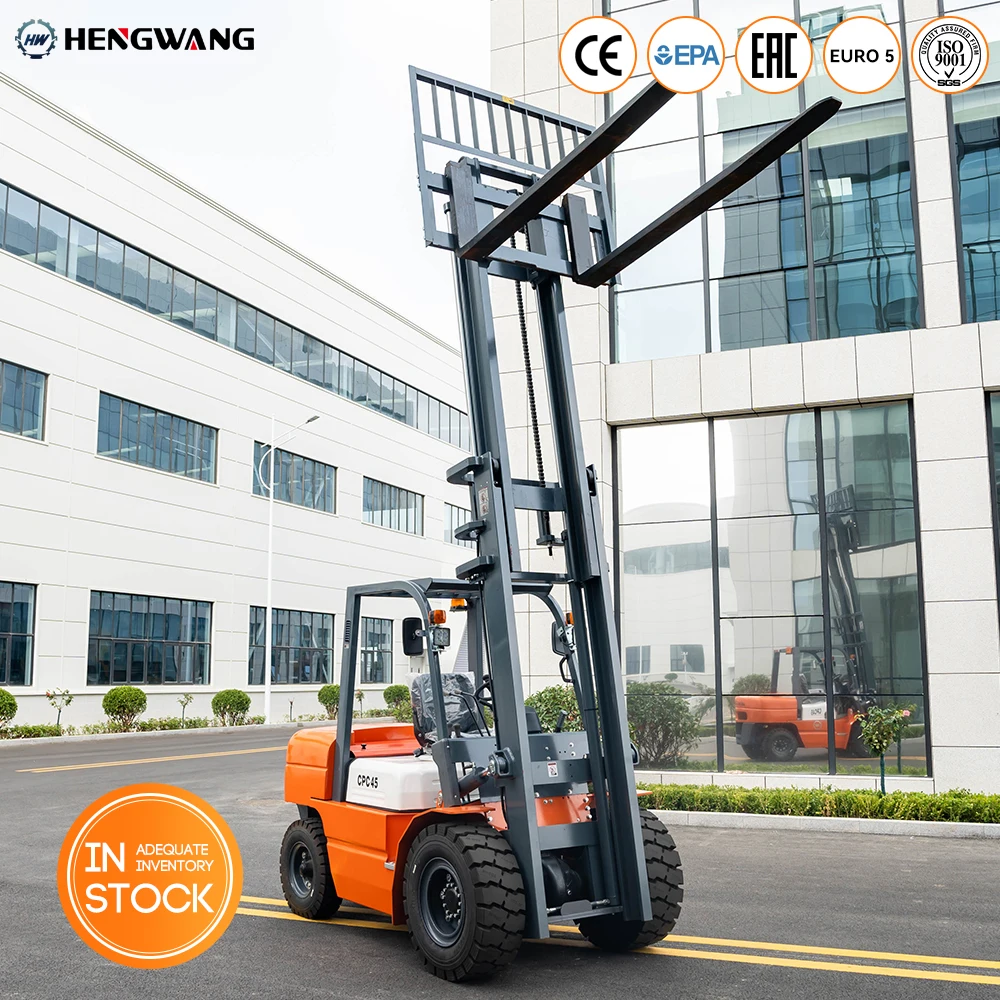 رافعة شوكية ديزل رائجة البيع 4.5 طن رافعة شوكية للوقود الهيدروليكي مع شوكة 1.22 متر متوفرة في المخزون مصنوعة في الصين قابلة للتخصيص