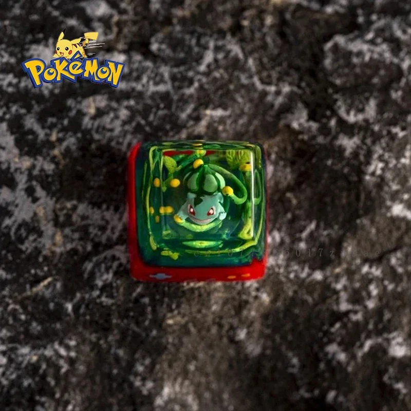 Teclas de resina de personaje de Squirtle de Anime de Pokémon, Micro paisaje hecho a mano, regalo personalizado, teclas de teclado mecánico