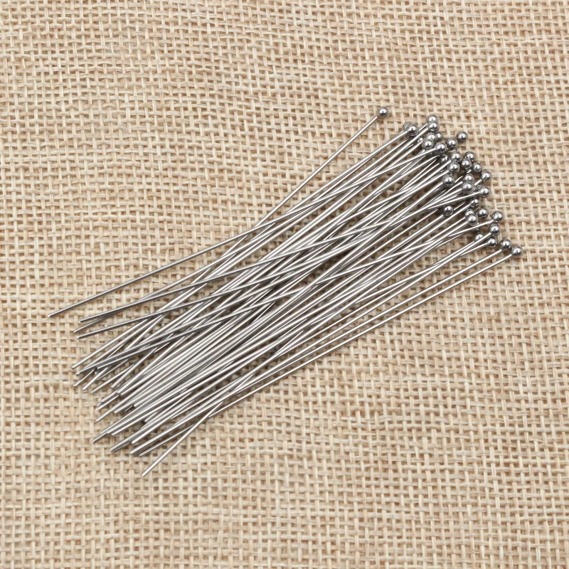 No Fade 100pcs/Lot 20-70 mm 316 Stainless Steel Ball Pins Findings Ball Head Pins For Jewelry Making DIY Supplies Accessories