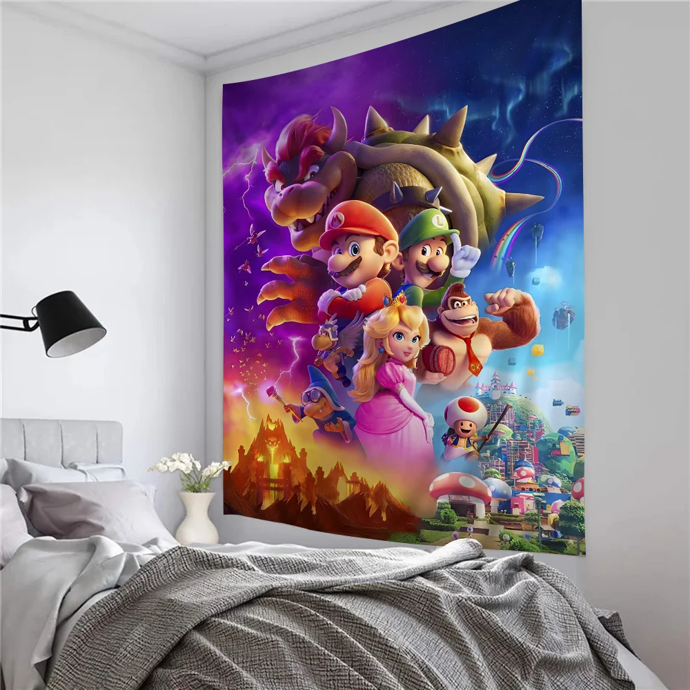 Super M--Mario Game Tapestry Anime Tapestry Hanging Tarot Hippie Wall Rugs Dorm Wall Hanging Sheets