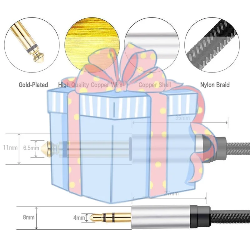 Unbalanced 1/4 Inch 6.35mm TS Mono Guitar Cable Male to Male Low Loss Instrument Cord for Electric Guitar Home Practice Stage S
