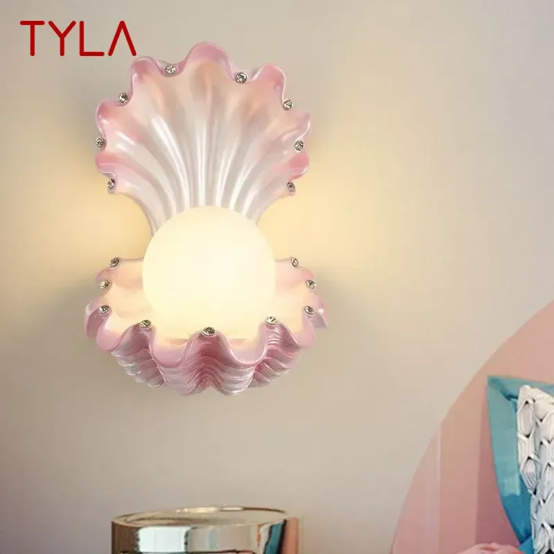 TYLA Contemporary Sea shells Wall Lamp Creative Living Room Bedroom Study Villa Hotel Children's Room Aisle Decoration Light