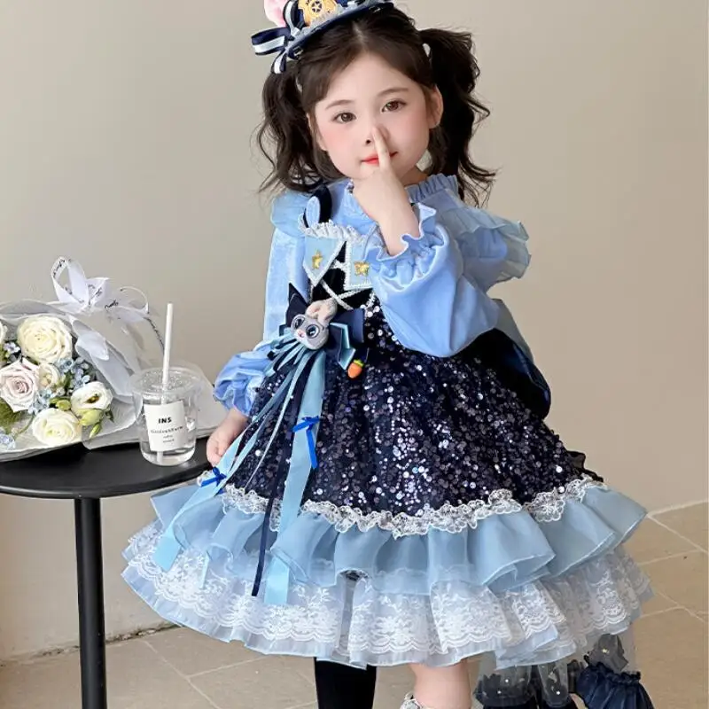 

Lovely Anime Cartoon Festive Lolita Dress for Girl Children Kawaii Lace Tulle Ruffle Fashion Princess Dresses Party Holiday Gift