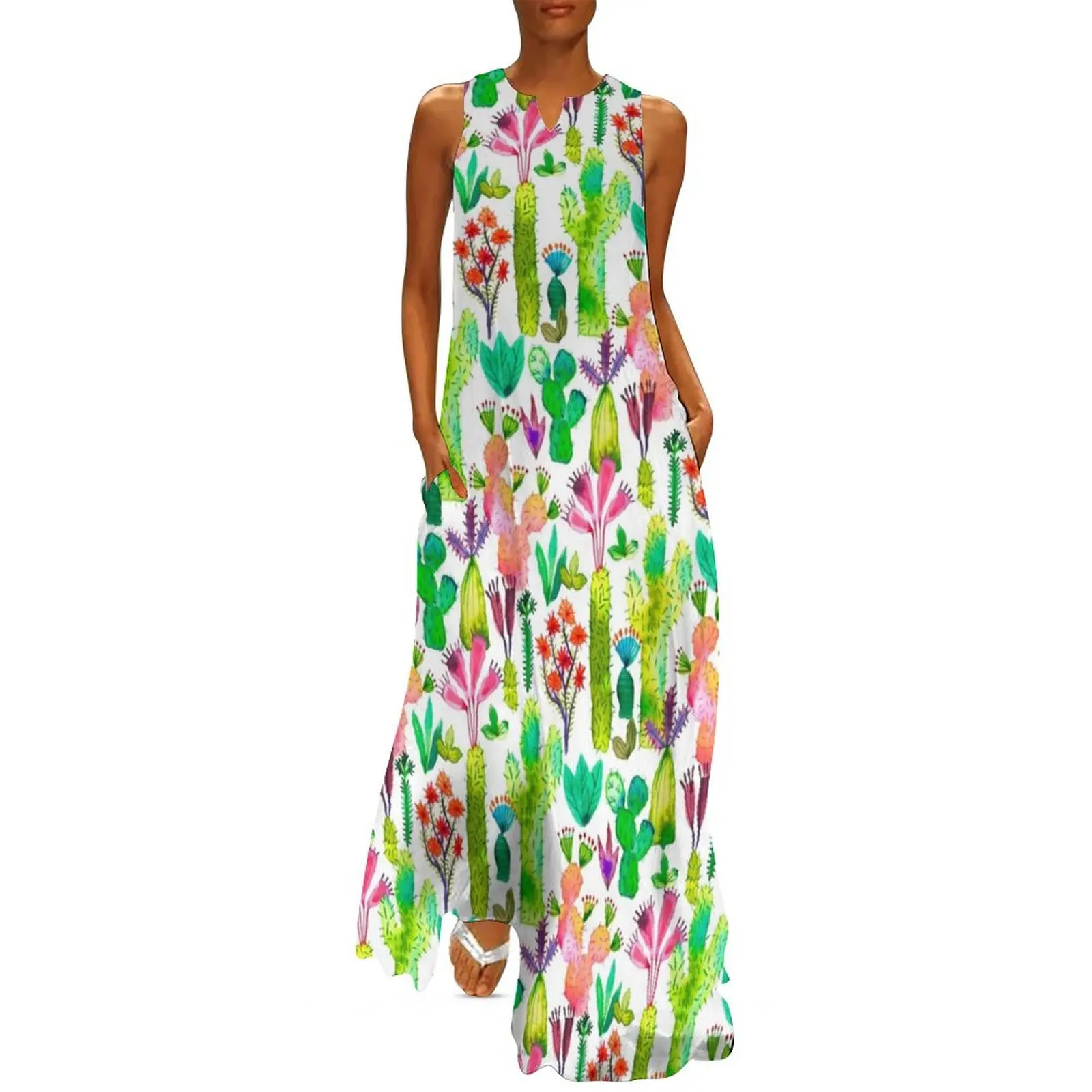 

Cacti garden Long Dress elegant women's sets long dress women evening dress women