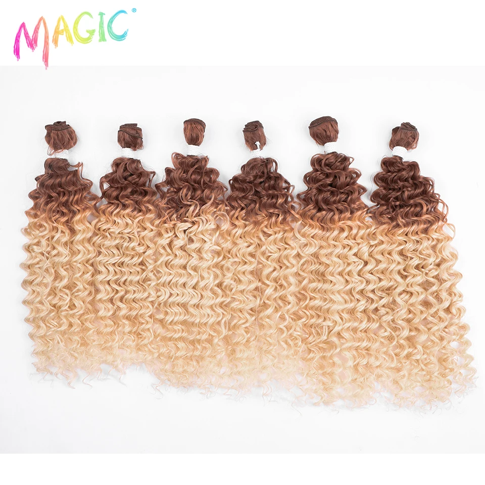 

Magic Body Wave Synthetic Hair Extensions 30 Inches Ombre Blonde Orange Fake Hair Bundles Super Long Hair Weave Synthetic Hair