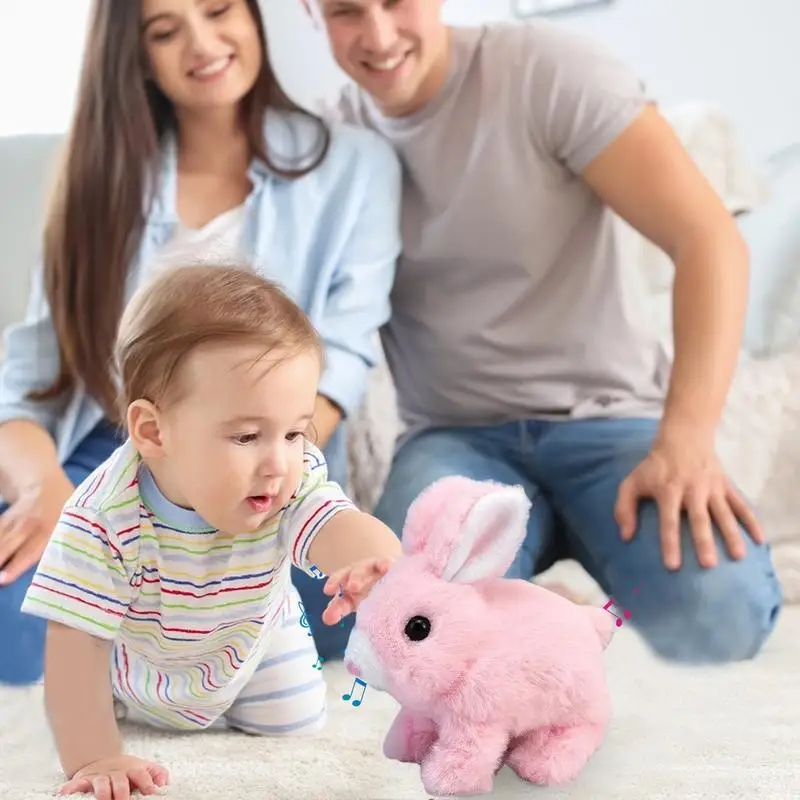 Conejo que camina para niños, juguete electrónico realista para caminar y hablar, ideal para la escuela y el hogar