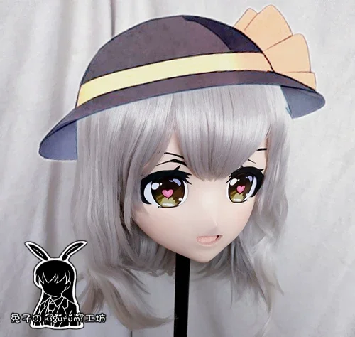 (Rabbit 16) Resin Crossdress Pretty Girl Head Lolita Doll Mask Cartoon Anime Komeiji Koishi Cosplay Kigurumi Mask Crossdresser