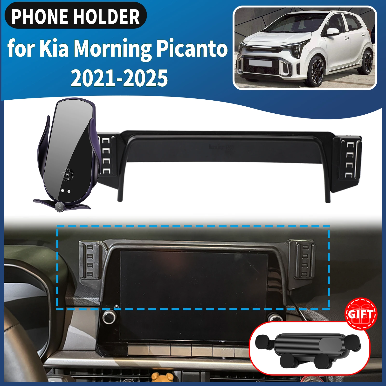 

for Kia Morning Picanto 2021-2023 2024 2025 Car Phone Holder Mount Vehicle-Specific GPS Navigation Easy Installation accessoires