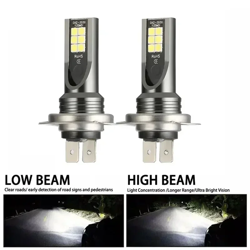 1/2pcs H7 Led Headlight Bulb Kit Car Fog Light Bulbs High Low Beam 110w 30000lm Super-Bright 6000k White Led Lights For Vehicles