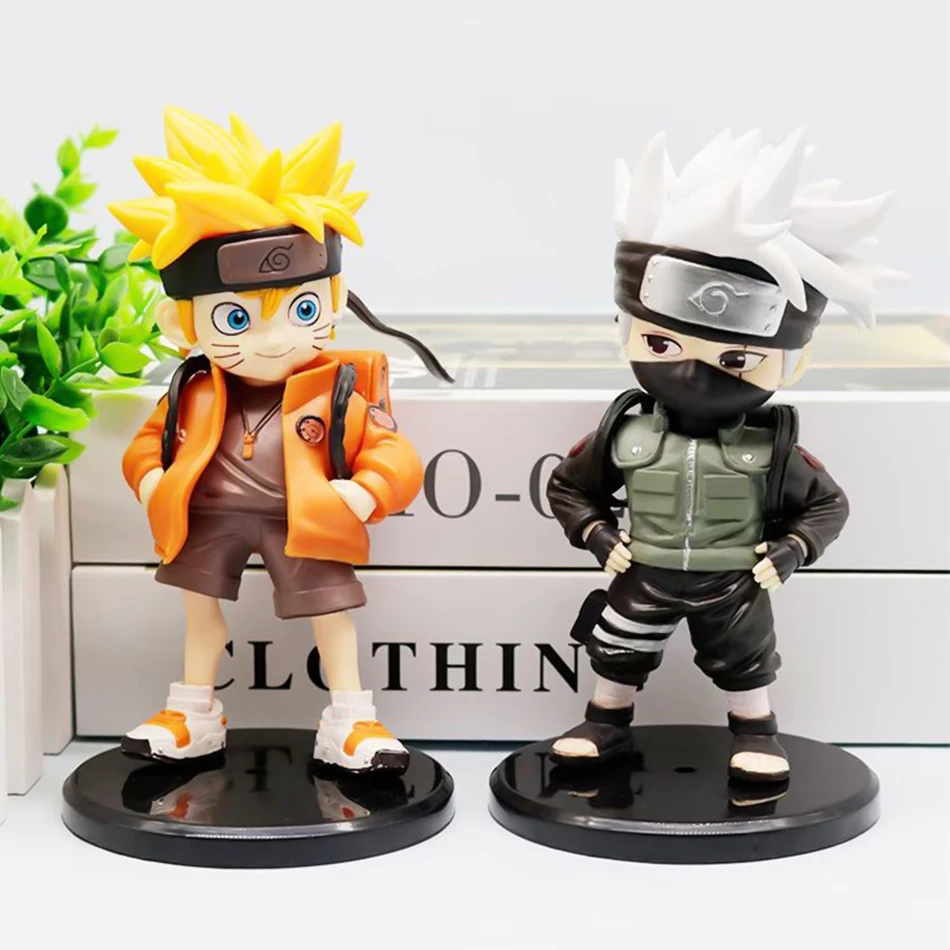 15cm Naruto Figure Anime Uzumaki Naruto Kakashi Cute Toys Q PVC Model backpack series children birthday Christmas gift