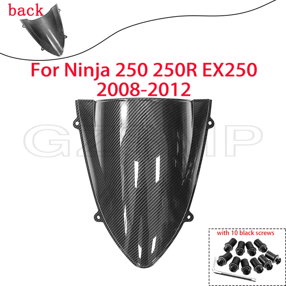 

Carbon fiber pattern Motorcycle Windshield Windscreen Double Bubble Fit for Kawasaki Ninja 250 250R 2009-2012 EX250 2008-2012