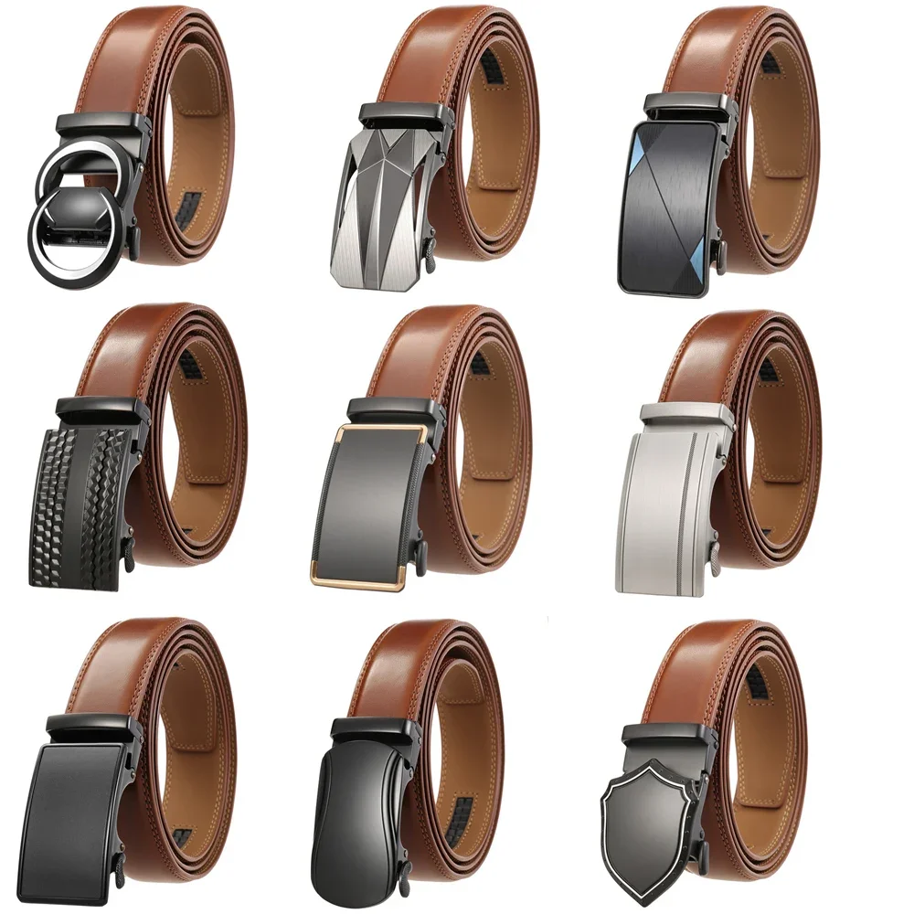 

Dark Brown Cowskin Genuine Leather Belt For Men Designer Belts Men High Quality Luxury Brand Adjustable Ratchet Belt Male G185