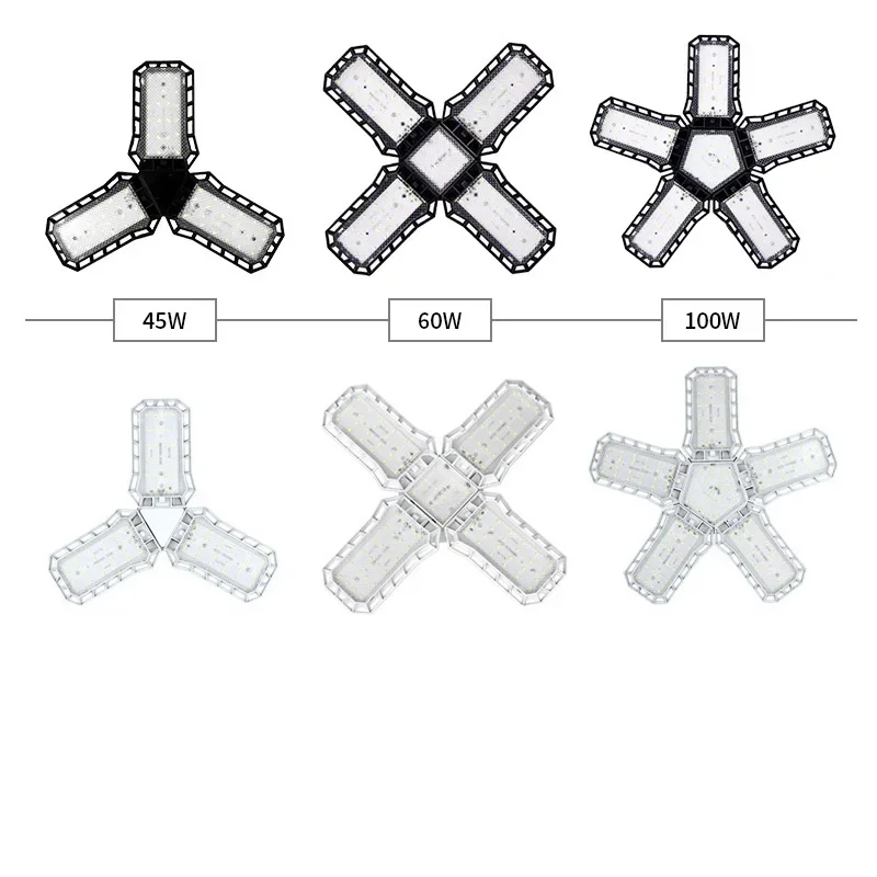 LED bulb folding ABS garage lights four-leaf Transformer 95-265V high power 100W lighting underground industry workshop light