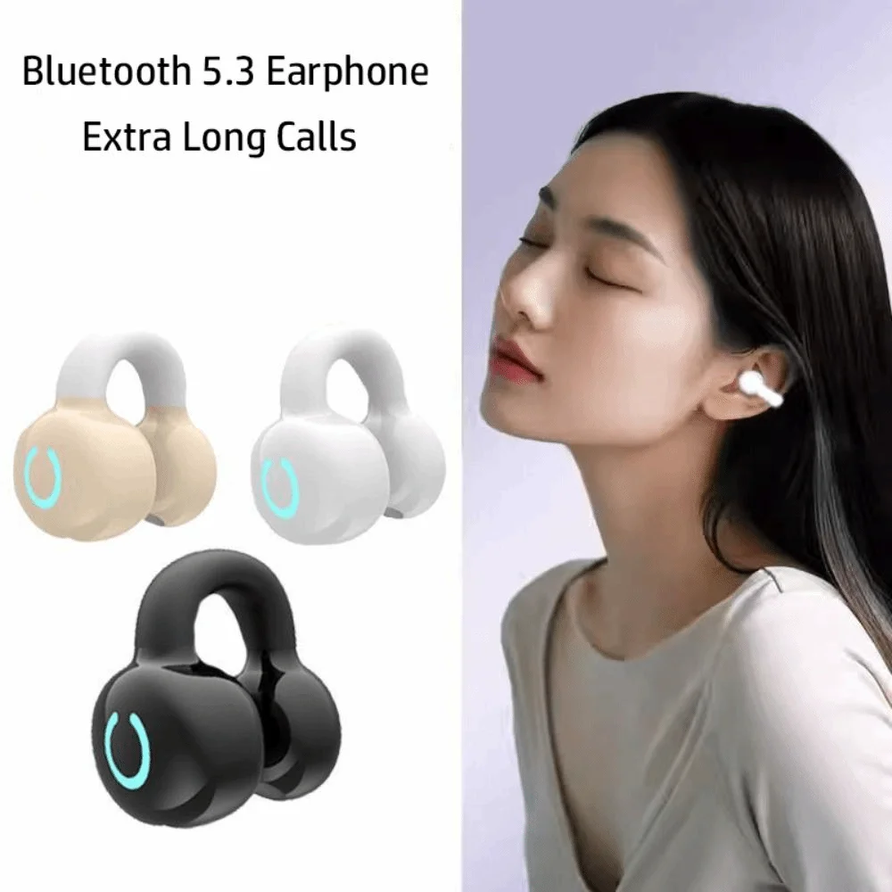 Extra Long Calls General Bluetooth 5.3 Earphone Bone Conduction Single Ear Ear Clip Bluetooth Wireless Headset
